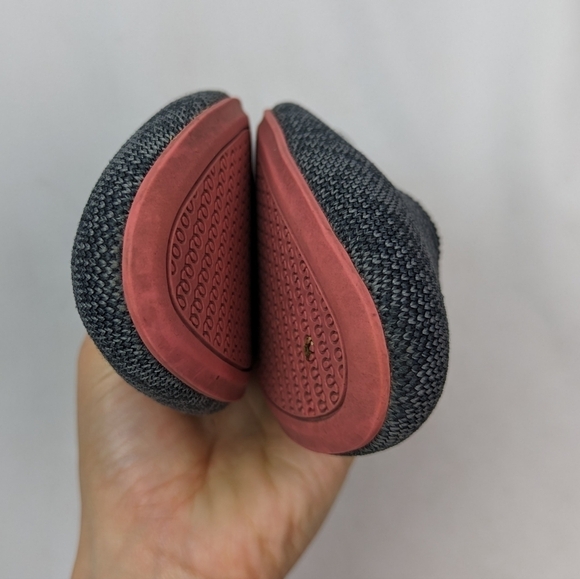 Rothys 8.5 Birdseye Charcoal Gray Round Toe Flats Halo Pink Sole Washable Comfy - Picture 4 of 10